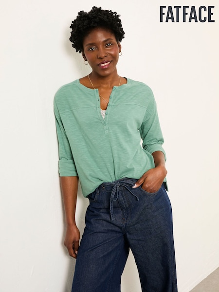 FatFace Milly Jade Green Henley T Shirt (H60067) | £29.50
