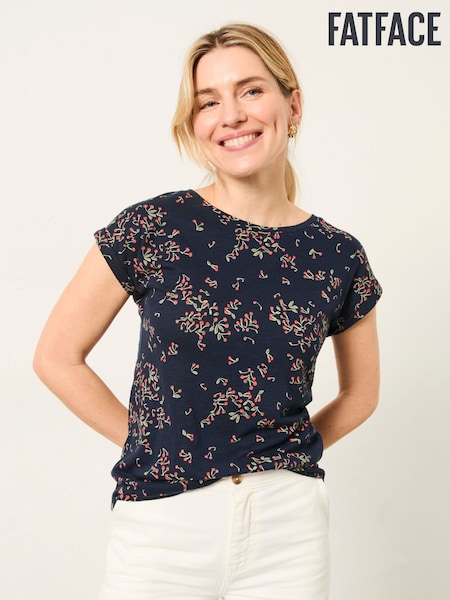FatFace Ivy Navy Blue Cherries T Shirt (H60084) | £32
