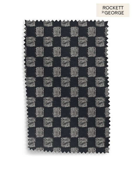 Rockett St George Soft Black Cut Checkerboard Upholstery Swatch (H60159) | £0