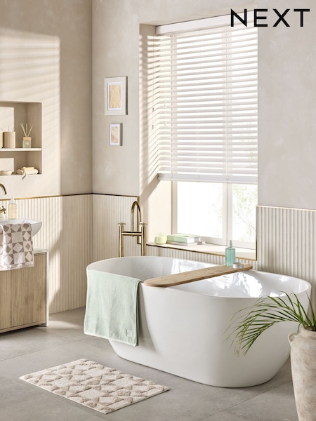 White Venetian Faux Wood Blind (H60176) | £4