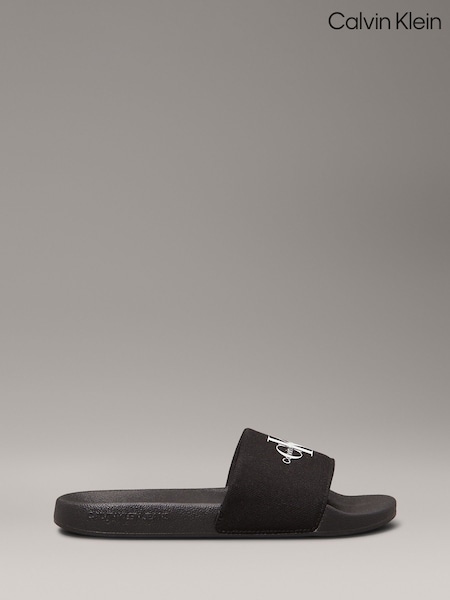 Calvin Klein Black Canvas Logo Sliders (H60280) | £40