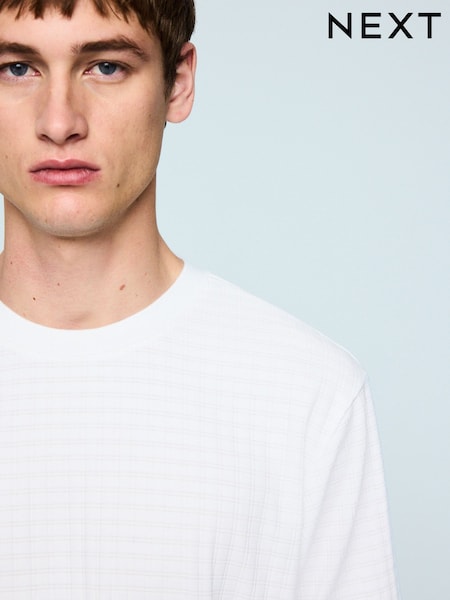 White Ecru Short Sleeve Textured T-Shirt (H60282) | £22