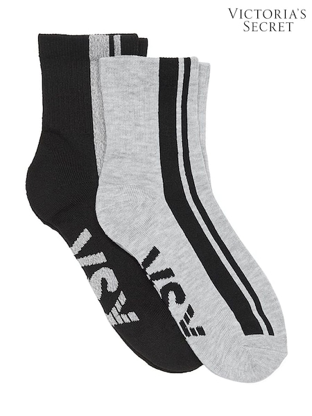 Victoria's Secret Black & Heather Grey 2 Pack Quarter Socks (H60309) | £10