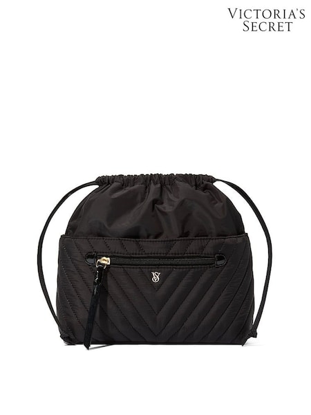 Victoria's Secret Black V Quilt Cinch Makeup Bag (H60332) | £40