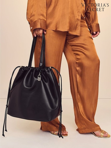 Victoria's Secret Black Nappa Slouchy Cinch Tote Bag (H60343) | £85