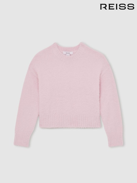 Reiss Pink Gracie Fluffy Crew-Neck Jumper (H60475) | £48