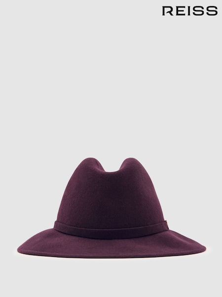 Reiss Burgundy Holly Wool Fedora Hat (H60502) | £78