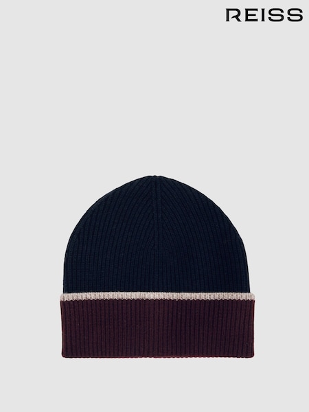 Reiss Navy Filipa Wool-Blend Tipped Beanie (H60503) | £48