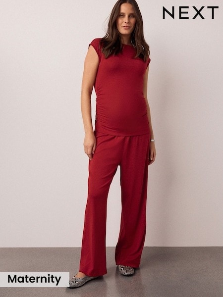Red Maternity Supersoft Wide Leg Trousers (H60509) | £30