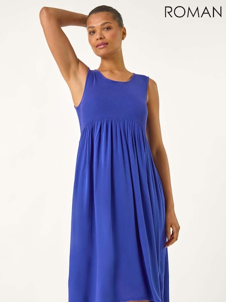 Roman Blue Ribbed Stretch Midi Dress (H60604) | £45