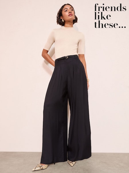 Friends Like These Black Belted Palazzo Trousers (H60627) | £45