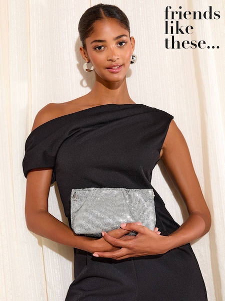 Friends Like These Green Sequin Scrunch Clutch Bag (H60684) | £25