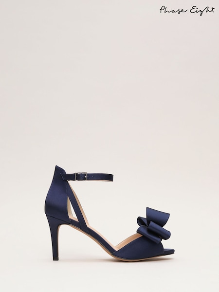 Phase Eight Blue Satin Bow Sandals (H60743) | £109