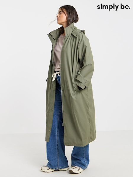Simply Be Green Longline Rubberised Raincoat (H60832) | £68