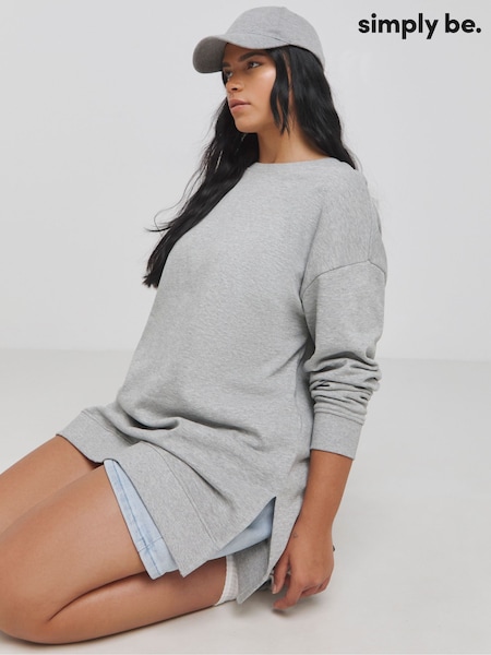 Simply Be Grey Side Split Sweatshirt Sweat Top (H60837) | £0