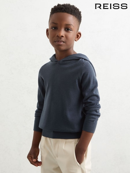 Reiss Midnight Navy Holland Merino Wool Hoodie (H60841) | £42