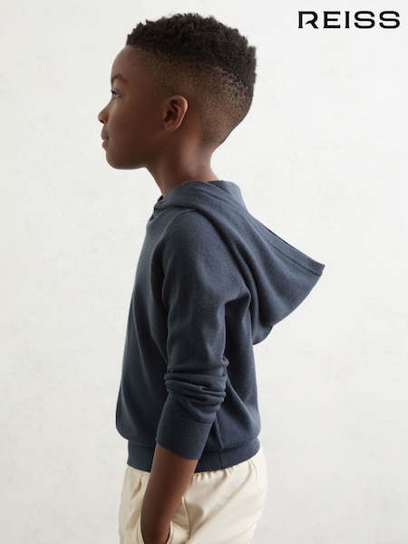 Reiss Midnight Navy Holland Merino Wool Hoodie (H60843) | £46