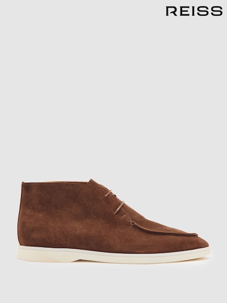 Reiss Chocolate Brown Loftus Suede Lace-Up Chukka Boots (H60863) | £188