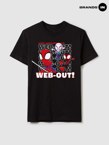 Brands In Black Marvel Spider-Man Web Out T-Shirt (H60914) | £18