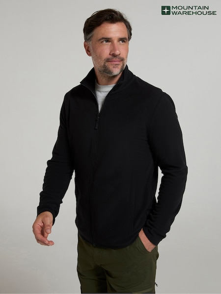 Mountain Warehouse Black Mens Camber Full Zip Quick Drying Fleece Jacket (H60934) | £24