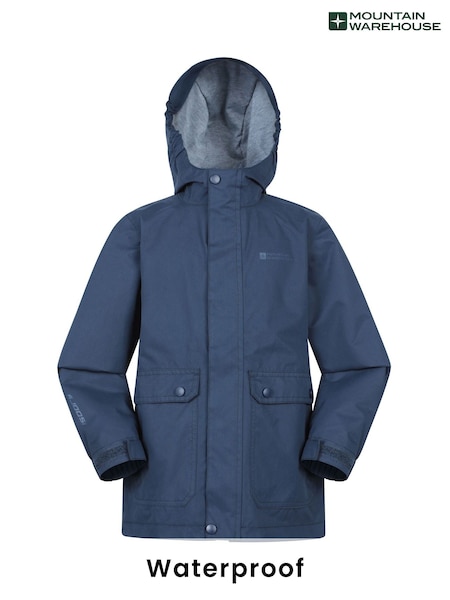 Mountain Warehouse Blue Kids Coast Jersey Lined Waterproof Jacket (H60937) | £40