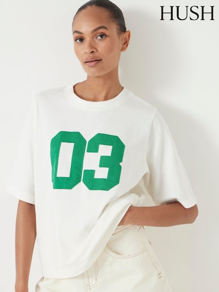 Hush White Collegiate Graphic Print T-Shirt (H60956) | £40