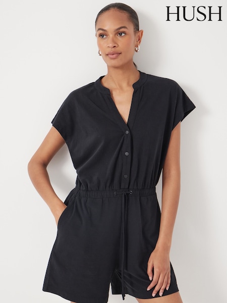 Hush Black Kendall Jersey Playsuit (H60996) | £75