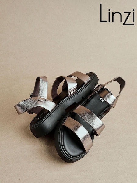 Linzi Silver Ramona Two Strap Flatform Sandals (H60997) | £38