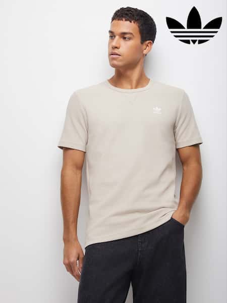 adidas Originals Brown Trefoil Essentials Waffle T-Shirt (H61193) | £28