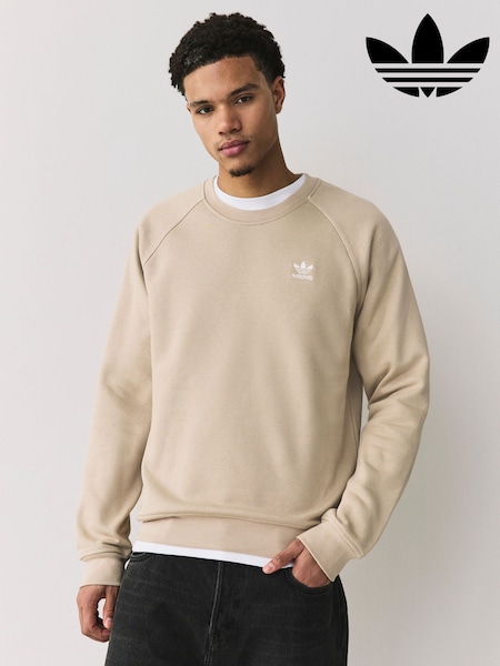 adidas Originals Beige Trefoil Essentials Crew Sweatshirt (H61204) | £45