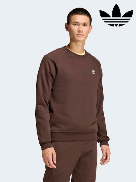 adidas Originals Dark Brown Trefoil Essentials Crew Sweatshirt (H61217) | £45