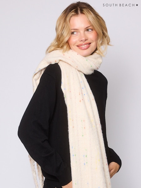 South Beach Cream Woven Thread Detail Scarf (H61273) | £20