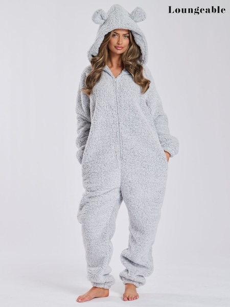 Loungeable Grey Christmas Sherpa XL Ears Teddy All-In-One (H61308) | £32