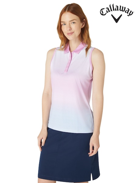 Callaway Apparel Chev Gradient Sleeveless White Polo Shirt (H61400) | £50