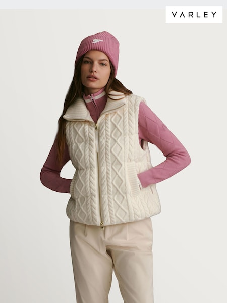 Varley Egret Irina Cable Knit Gilet (H61413) | £206