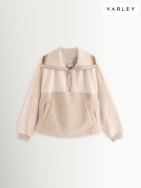 Varley Cool Sand/Light Taupe Carmine Relaxed Half Zip Fleece (H61417) | £142