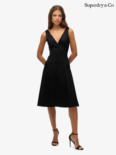 Superdry Black Satin V-Neck Dress (H61601) | £80
