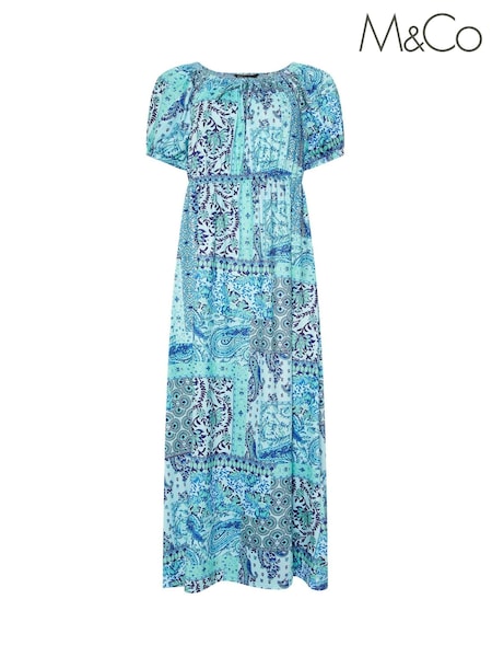 M&Co Blue Ethnic Printed Scoop Neck Dress (H61677) | £39