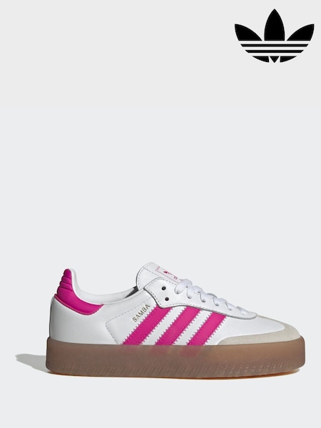 adidas Originals White/Pink Sambae Junior Trainers (H61700) | £65