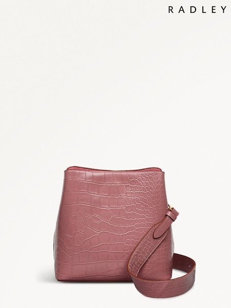 Radley Medium Pink Dukes Place Faux Croc Compartment Cross-Body Bag (H61757) | £239