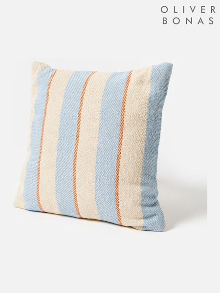 Oliver Bonas Blue/White Woven Stripe Cushion Cover (H61768) | £33
