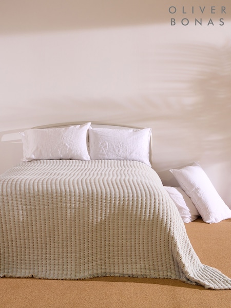 Oliver Bonas Blue Eze Lightweight Cotton Stripe Bedspread (H61773) | £85