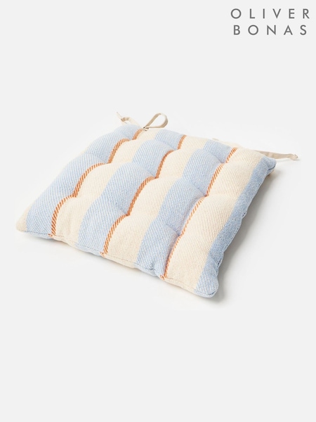 Oliver Bonas Blue/Orange Stripe Woven Seat Pad (H61777) | £30