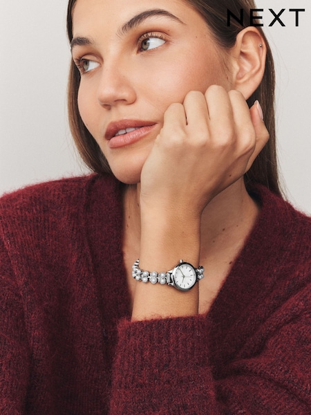 Silver Tone Pearl Effect Bracelet Watch (H61819) | £34