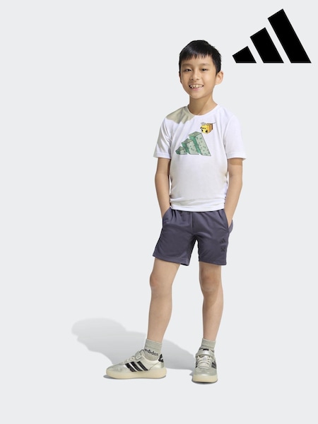 adidas White Minecraft Top  and Shorts Little Kids Set (H61872) | £33