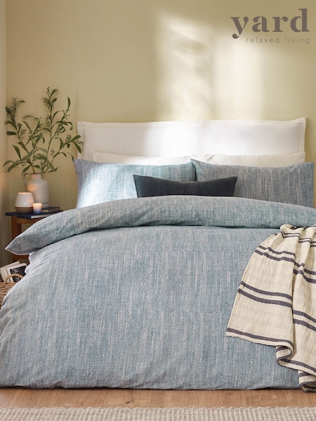 Yard Blue Harris Brushed Cotton Duvet Cover Set (H62015) | £30 - £50