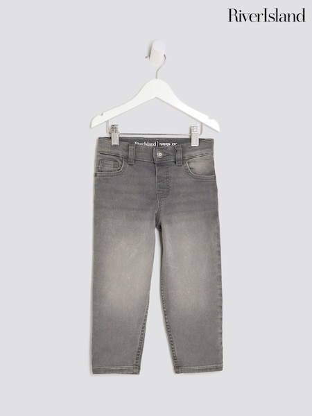 River Island Grey Boys Stretch Tapered Fit Jeans (H62278) | £17