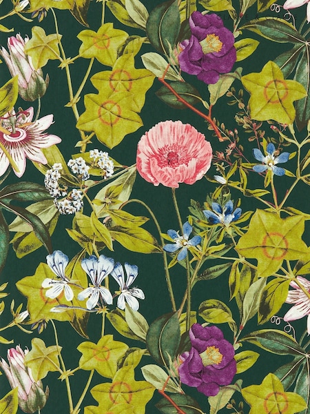 Clarke & Clarke Green Passiflora Exotica Wallpaper (H62353) | £60