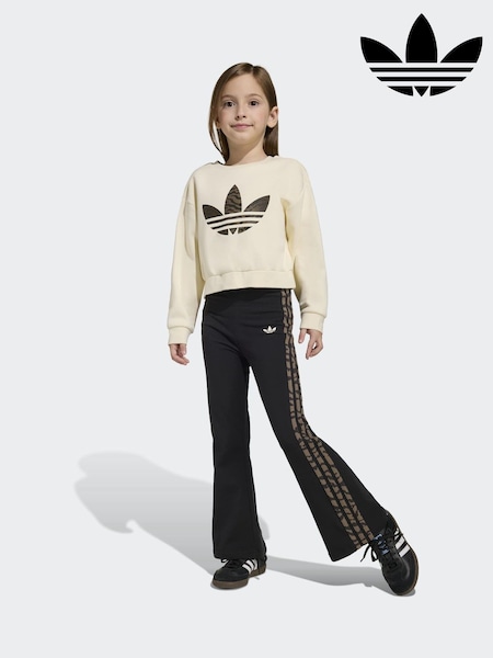 adidas Originals Brown Animal Sweatshirt and Flared Legging Little Kids Set (H62380) | £40