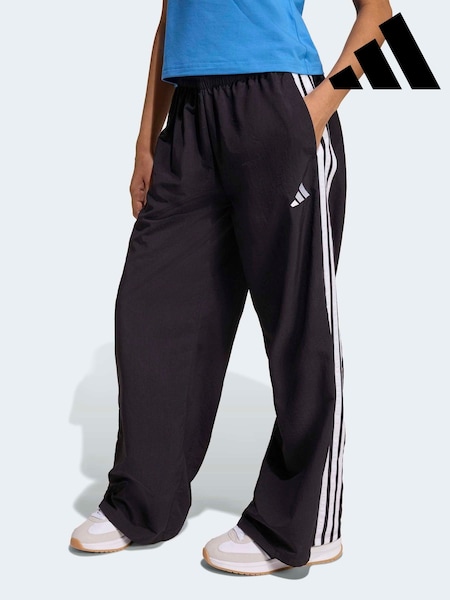 adidas Black 3-Stripes Woven Wide Leg Joggers (H62399) | £30